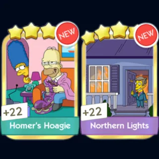 Northern Lights  & Homer's Hoagie Gold Sticker - Monopoly Go Golden Blitz