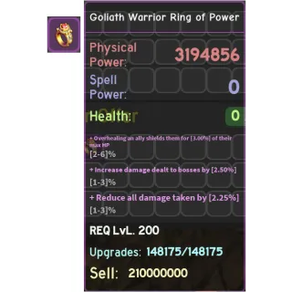 Goliath Warrior Ring of Power