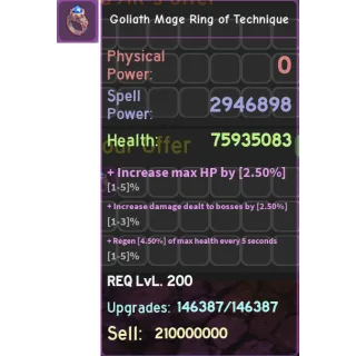 Goliath Mage Ring of Technique