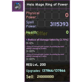 HELA MAGE RING OF POWER 15% TEMPO