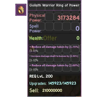 Goliath Warrior Ring of Power