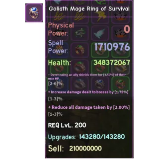 GOLIATH MAGE RING OF SURVIVAL