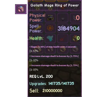GOLIATH MAGE RING OF POWER