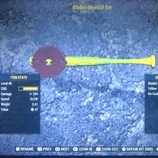 Yellow Baseball Bat L 45