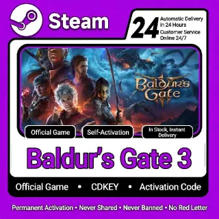 Baldur's Gate 3 Deluxe Edition Steam CD Key | Global | Full DLC | Instant Delivery | Permanent Activation