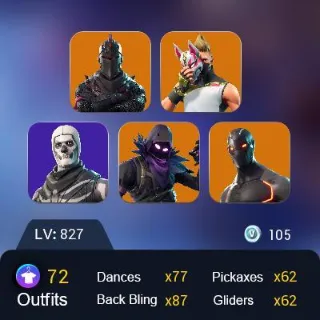 [PC  / PSN / Xbox] 72 skins | og STW | Black Knight | Raven | skull trooper| Reaper | Sparkle Specialist| Omega | 105 VB