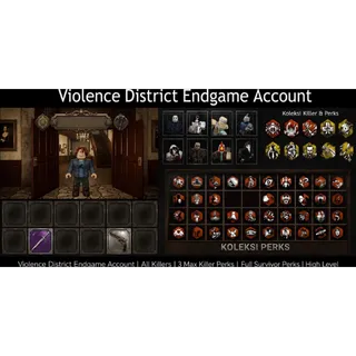 Violence District Endgame Account | All Killers | 3 Max Killer Perks | Full Survivor Perks | High Level 