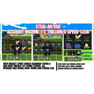 Steal An Egg 1.5 TRILLION/S SPEED 135B Account Fast Delivery 