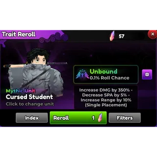 Anime Expeditions : LV. 15 : 1 Unbound : Cursed Student : Reroll 57x : (Unverified
