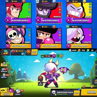 BRAWL STARS ACCOUNT 🏆 72 BRAWLERS ❤️‍🔥24520 TROPHIES - 3 HYPERCHARGED ⚡CLEAN EMAIL