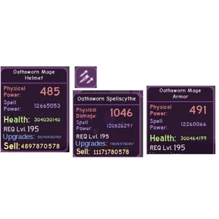 Dungeon Quest Reborn  - DQR - LVL 195 Oathsworn Purple Mage Set 6.7q dmg 3c - Instant Delivery