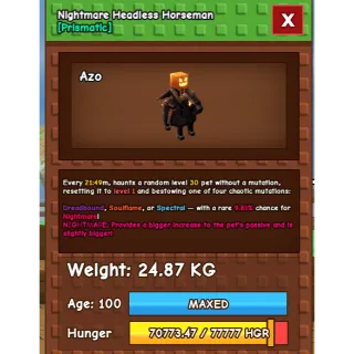 NIGHTMARE HEADLESS HORSEMAN 24.87 KG. AGE 100 GAG