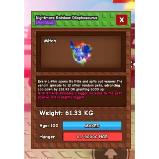 Rainbow hatch dilophosaurus 61kg