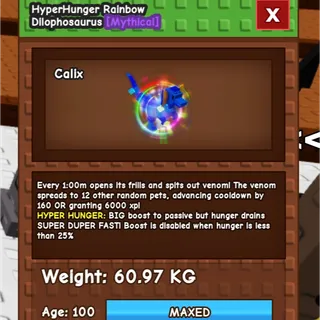 1min CD Dilophosaurus 60kg HyperHunger