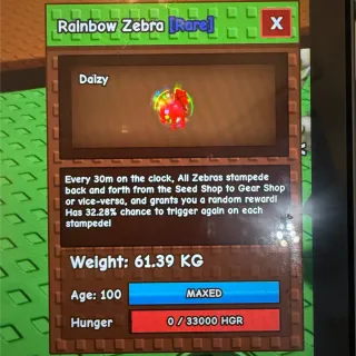 Rainbow Hatch Zebra 61kg