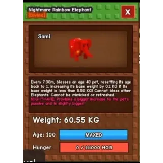 Rainbow hatch Elephant 60kg