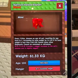 Rainbow hatch Elephant