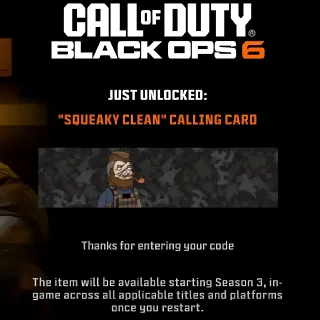 BLACK OPS 6 Squeaky Clean Calling Card BO6 Dr Squatch 