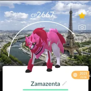 Shiny Lvl 50 Zamazenta with Paris Background and 3 Moves
