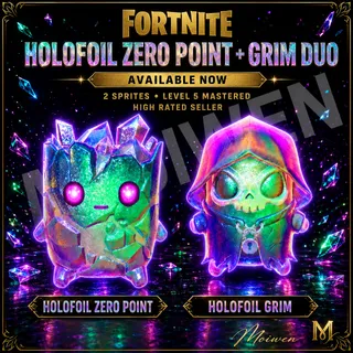 NEW Fortnite Holofoil Zero Point + Grim Sprites Level 5 Mastered Duo