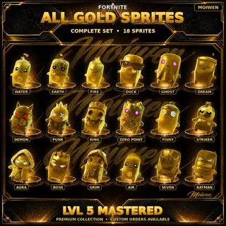 Fortnite All Gold Sprites Level 5 Mastered Complete Set