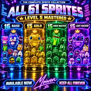 ALL 61 FORTNITE SPRITES | BASE GOLD CHEAT & LOOT HACKER | LVL 5 | KEEP FOREVER