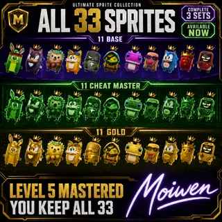 ALL 33 SPRITES | BASE + CHEAT + GOLD SETS | AVAILABLE NOW | LVL 5 | KEEP ALL
