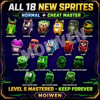 18 New Sprites Bundle | Normal + Cheat Master | Level 5 Mastered