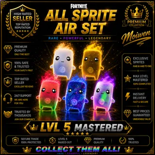 All Air Sprites lvl 5 MASTERED Holofoil Gold Gummy Galaxy