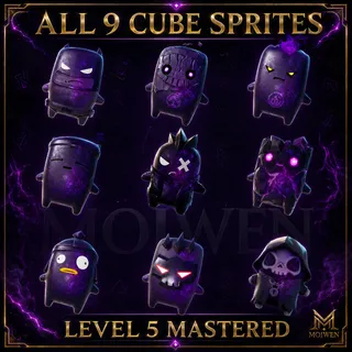 Fortnite All 9 Cube Sprites Level 5 Mastered Complete Set