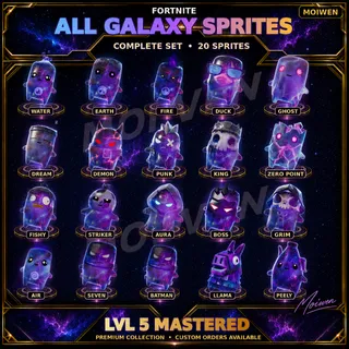 Fortnite All 20 Galaxy Sprites | Level 5 Mastered Complete Set