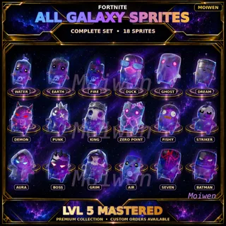 Fortnite All Galaxy Sprites Level 5 Mastered Complete Set
