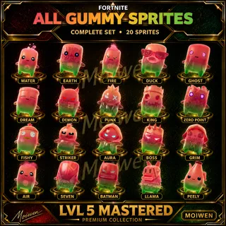 Fortnite All 20 Gummy Sprites | Level 5 Mastered Complete Set