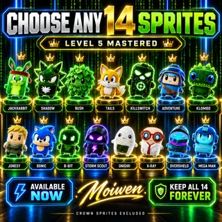 ANY 14 FORTNITE SPRITES | LEVEL 5 MASTERED | CHOOSE YOUR SET | KEEP FOREVER