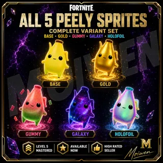 NEW Fortnite All 5 Peely Sprites Level 5 Mastered Complete Set