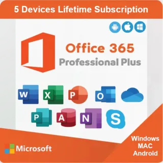 Original Microsoft Office 365 Account Valid for 5 Devices - 1 Year Subscription