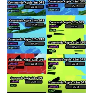 10x Commando Apple Neon, Diamond, Ruby High DPS