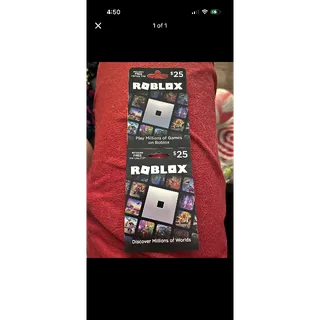 Selling Two $25 Roblox Gift Cards for $40