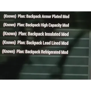 All 5 Backpack mod plans