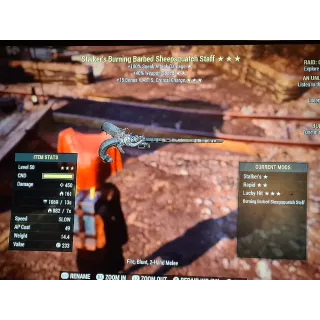 Burning Barbed Sheepsquatch Staff