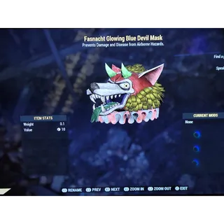 Fasnacht Glowing Blue Devil Mask
