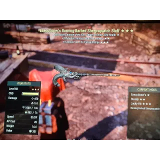 Burning Barbed Sheepsquatch Staff