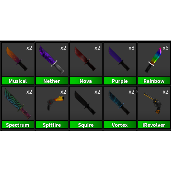 Gear Mm2 5 Rare Weapons In Game Items Gameflip - rainbow sword roblox gear