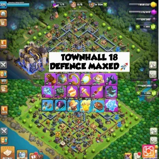 Clash of Clans 👑(COC)💎[ TH18 ] - DEFENCE MAXED🔥[13x EPIC EQUIPMENT ] [ HEROS SKIN] || HERO-77-83-71-75-50 || FULL SAFE ACC