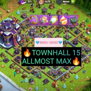 👑(COC)💎[ TH15 ] - NEAR MAX🔥[ 8000 GEMS]💎 [5x EPIC EQUIPMENT ] || HERO-78-79-52-58-30 || GOOD BASE DESIGN