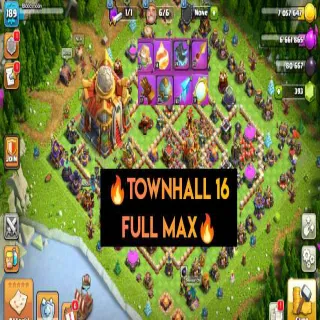 Clash of Clans 👑(COC)💎[ TH16 ] - 100% MAXED🔥[8x EPIC EQUIPMENT ] [ HEROS SKIN] || HERO-95-95-76-70-45 || FULL SAFE ACC