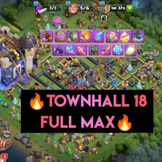 Clash of Clans 👑(COC)💎[ TH18 ] - 200% MAXED🔥[ RARE 15x (ALL) EPIC EQUIP] [ HEROS SKINS ] || HERO MAX-105-101-62-69-55