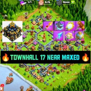 👑(COC)💎[ TH17] - NEAR MAXED🔥[7x EPIC EQUIPMENT ] [ HEROS SKIN] || HERO-86-87-56-58-37 || GOOD BASE DESIGN