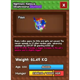 Rainbow Hatched Dilophosaurus 61 KG (RBH Dilo)