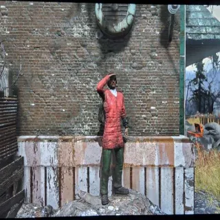 Skiing red and green outfit With Clean Skiing Hat